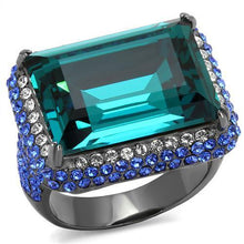 Load image into Gallery viewer, TK2811 - IP Light Black  (IP Gun) Stainless Steel Ring with Top Grade Crystal  in Blue Zircon