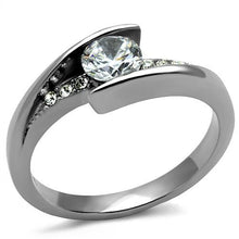 Load image into Gallery viewer, TK2833 - High polished (no plating) Stainless Steel Ring with AAA Grade CZ  in Clear