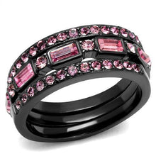 Load image into Gallery viewer, TK2844 - IP Light Black  (IP Gun) Stainless Steel Ring with Top Grade Crystal  in Multi Color
