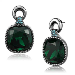 TK2852 - IP Light Black  (IP Gun) Stainless Steel Earrings with Top Grade Crystal  in Emerald