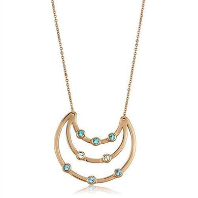 TK2857 - IP Rose Gold(Ion Plating) Stainless Steel Necklace with Top Grade Crystal  in Multi Color