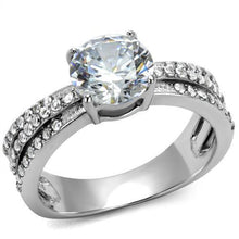 Load image into Gallery viewer, TK2862 - High polished (no plating) Stainless Steel Ring with AAA Grade CZ  in Clear