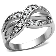 Load image into Gallery viewer, TK2873 - High polished (no plating) Stainless Steel Ring with AAA Grade CZ  in Clear