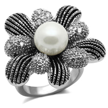 Load image into Gallery viewer, TK2877 - High polished (no plating) Stainless Steel Ring with Synthetic Pearl in White