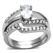 Load image into Gallery viewer, TK2879 - High polished (no plating) Stainless Steel Ring with AAA Grade CZ  in Clear