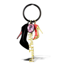 Load image into Gallery viewer, TK2913 - IP Gold+ IP Black (Ion Plating) Stainless Steel Key Ring with AAA Grade CZ  in Rose