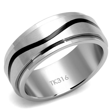 TK2929 - High polished (no plating) Stainless Steel Ring with Epoxy  in Jet