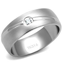 Load image into Gallery viewer, TK2931 - High polished (no plating) Stainless Steel Ring with AAA Grade CZ  in Clear