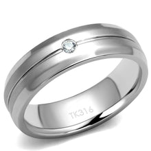 Load image into Gallery viewer, TK2936 - High polished (no plating) Stainless Steel Ring with AAA Grade CZ  in Clear
