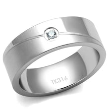 Load image into Gallery viewer, TK2937 - High polished (no plating) Stainless Steel Ring with AAA Grade CZ  in Clear