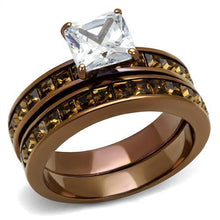 Load image into Gallery viewer, TK2954 - IP Coffee light Stainless Steel Ring with AAA Grade CZ  in Clear