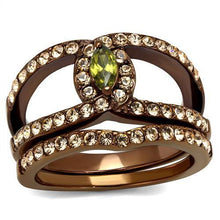 Load image into Gallery viewer, TK2956 - IP Coffee light Stainless Steel Ring with AAA Grade CZ  in Olivine color