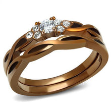 Load image into Gallery viewer, TK2963 - IP Coffee light Stainless Steel Ring with AAA Grade CZ  in Clear