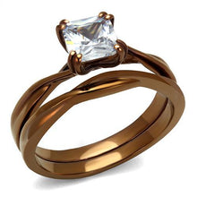 Load image into Gallery viewer, TK2964 - IP Coffee light Stainless Steel Ring with AAA Grade CZ  in Clear