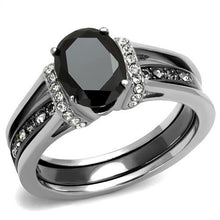 Load image into Gallery viewer, TK2971 - Two-Tone IP Black Stainless Steel Ring with Synthetic Synthetic Glass in Jet