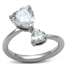 Load image into Gallery viewer, TK2981 - High polished (no plating) Stainless Steel Ring with AAA Grade CZ  in Clear