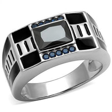 Load image into Gallery viewer, TK3002 - High polished (no plating) Stainless Steel Ring with AAA Grade CZ  in Black Diamond