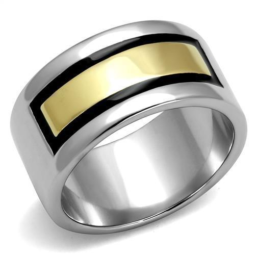 TK3008 - Two-Tone IP Gold (Ion Plating) Stainless Steel Ring with Epoxy  in Jet