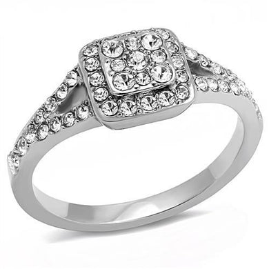 TK3023 - High polished (no plating) Stainless Steel Ring with Top Grade Crystal  in Clear