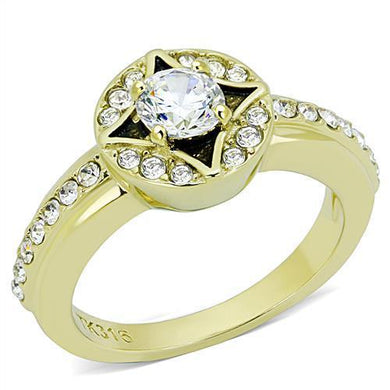 TK3034 - IP Gold(Ion Plating) Stainless Steel Ring with AAA Grade CZ  in Clear