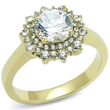 Load image into Gallery viewer, TK3035 - IP Gold(Ion Plating) Stainless Steel Ring with AAA Grade CZ  in Clear