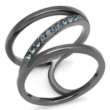 Load image into Gallery viewer, TK3038 - IP Light Black  (IP Gun) Stainless Steel Ring with Top Grade Crystal  in Capri Blue