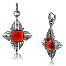 Load image into Gallery viewer, TK3080 - IP Light Black  (IP Gun) Stainless Steel Earrings with Synthetic Synthetic Glass in Orange