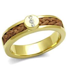 Load image into Gallery viewer, TK3096 - IP Gold(Ion Plating) Stainless Steel Ring with Top Grade Crystal  in Clear
