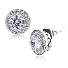 Load image into Gallery viewer, TK3103 - High polished (no plating) Stainless Steel Earrings with AAA Grade CZ  in Clear