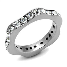 Load image into Gallery viewer, TK3106 - High polished (no plating) Stainless Steel Ring with Top Grade Crystal  in Clear