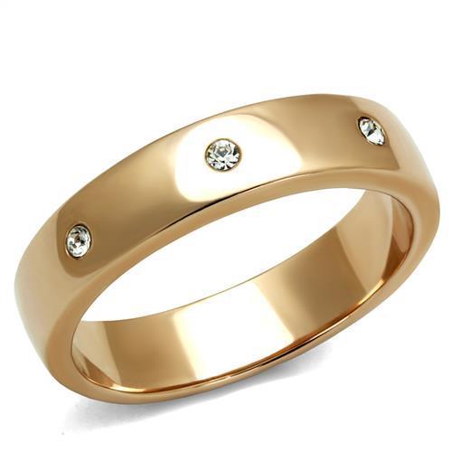 TK3107 - IP Rose Gold(Ion Plating) Stainless Steel Ring with Top Grade Crystal  in Clear