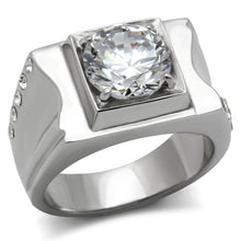 Load image into Gallery viewer, TK311 - High polished (no plating) Stainless Steel Ring with AAA Grade CZ  in Clear