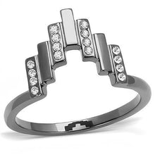 Load image into Gallery viewer, TK3135 - IP Light Black  (IP Gun) Stainless Steel Ring with Top Grade Crystal  in Clear