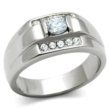 Load image into Gallery viewer, TK314 - High polished (no plating) Stainless Steel Ring with AAA Grade CZ  in Clear