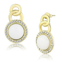 Load image into Gallery viewer, TK3152 - IP Gold(Ion Plating) Stainless Steel Earrings with Synthetic Jade in White