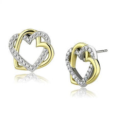 Load image into Gallery viewer, TK3153 - Two-Tone IP Gold (Ion Plating) Stainless Steel Earrings with AAA Grade CZ  in Clear
