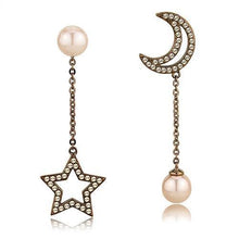 Load image into Gallery viewer, TK3155 - IP Coffee light Stainless Steel Earrings with Synthetic Pearl in Light Peach
