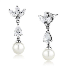 Load image into Gallery viewer, TK3159 - Rhodium Stainless Steel Earrings with Synthetic Pearl in White