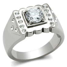 Load image into Gallery viewer, TK315 - High polished (no plating) Stainless Steel Ring with AAA Grade CZ  in Clear