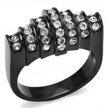 Load image into Gallery viewer, TK3167 - IP Black(Ion Plating) Stainless Steel Ring with Top Grade Crystal  in Clear