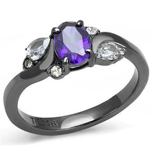 Load image into Gallery viewer, TK3169 - IP Light Black  (IP Gun) Stainless Steel Ring with AAA Grade CZ  in Tanzanite