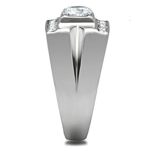 TK316 - High polished (no plating) Stainless Steel Ring with AAA Grade CZ  in Clear