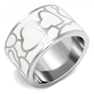 TK3172 - High polished (no plating) Stainless Steel Ring with Epoxy  in White