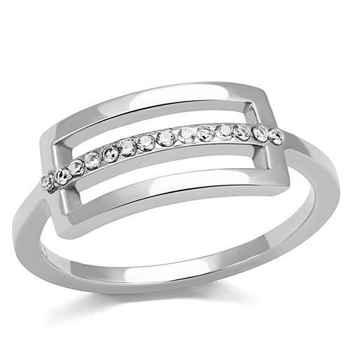 TK3177 - High polished (no plating) Stainless Steel Ring with AAA Grade CZ  in Clear