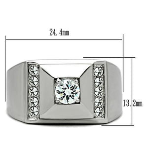 TK317 - High polished (no plating) Stainless Steel Ring with AAA Grade CZ  in Clear