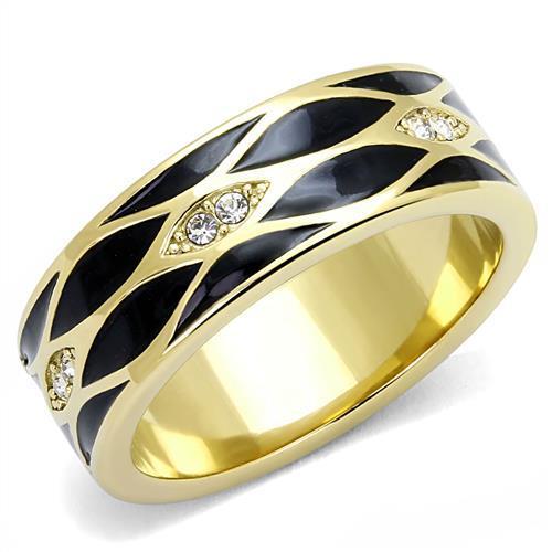 TK3182 - IP Gold(Ion Plating) Stainless Steel Ring with Top Grade Crystal  in Clear