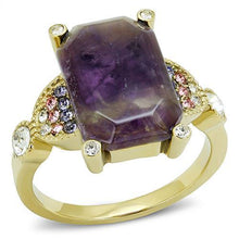 Load image into Gallery viewer, TK3195 - IP Gold(Ion Plating) Stainless Steel Ring with Semi-Precious Amethyst Crystal in Amethyst