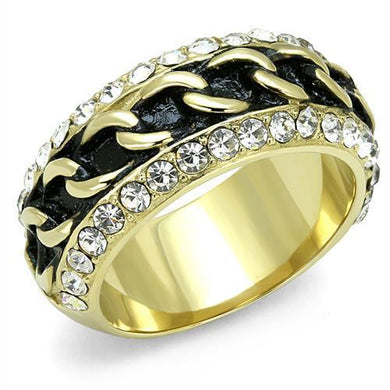 TK3196 - IP Gold(Ion Plating) Stainless Steel Ring with Top Grade Crystal  in Clear