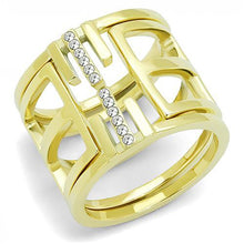 Load image into Gallery viewer, TK3198 - IP Gold(Ion Plating) Stainless Steel Ring with Top Grade Crystal  in Clear
