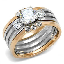 Load image into Gallery viewer, TK3212 - Two-Tone IP Rose Gold Stainless Steel Ring with AAA Grade CZ  in Clear